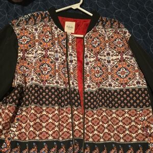 Anthropologie Multicolor Floral Bomber Jacket